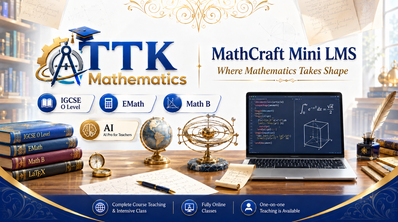 TTK Mathematics — MathCraft Mini LMS. Where Mathematics Takes Shape. IGCSE O Level, EMath, Math B and AI Pro for Teachers.